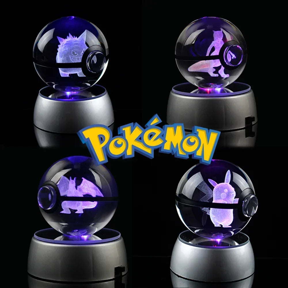 Boule en verre pokémon: Ectoplasma, Mewtoo, Dracaufeu, pikachu