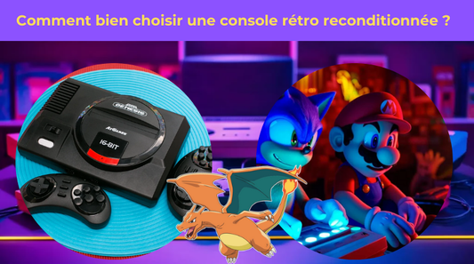 Texte Comment bien choisir une console rétro reconditionnée ? Avec megadrive, sonic, mario et dracaufeu