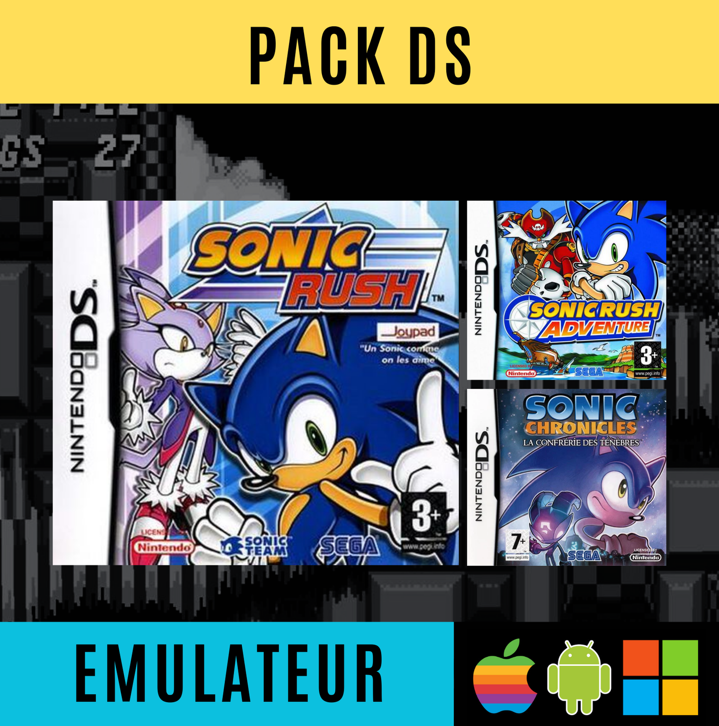 Pack Ultime Sonic – Émulateurs + Jeux | PC, Android, IOS