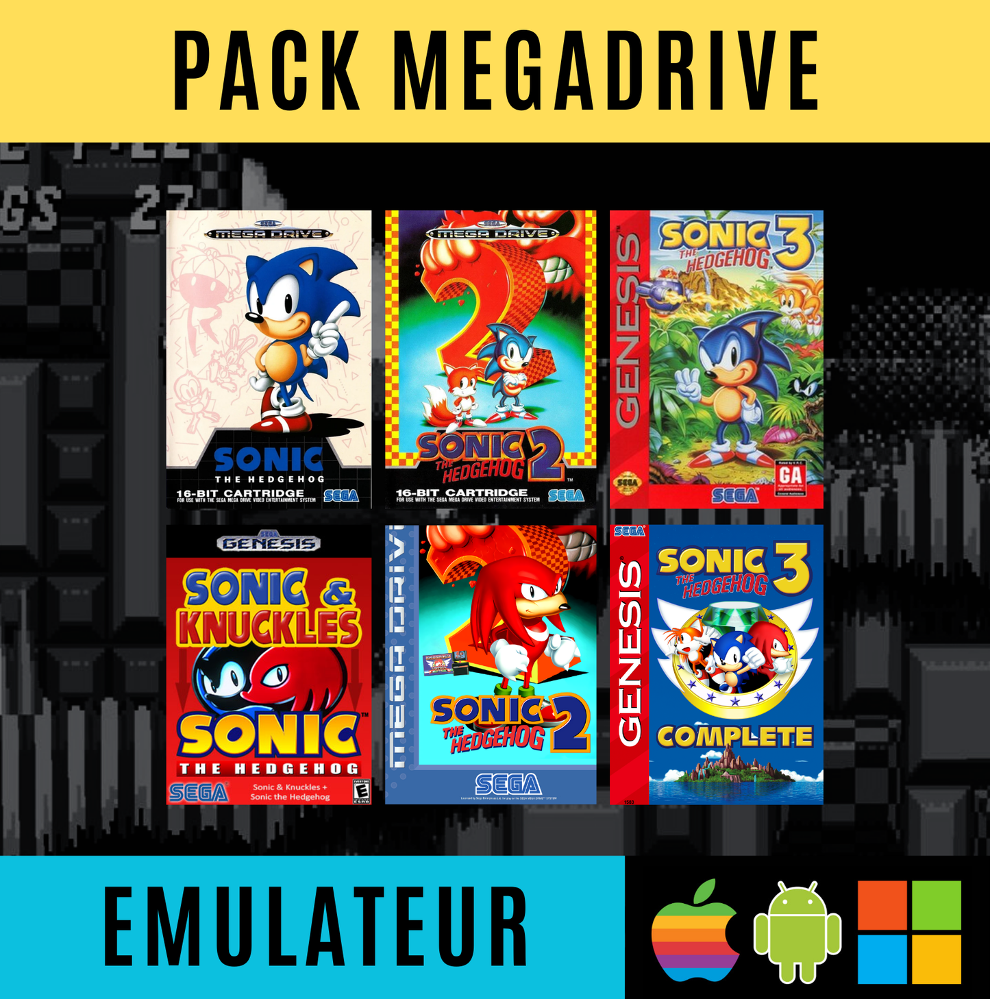 Pack Ultime Sonic – Émulateurs + Jeux | PC, Android, IOS